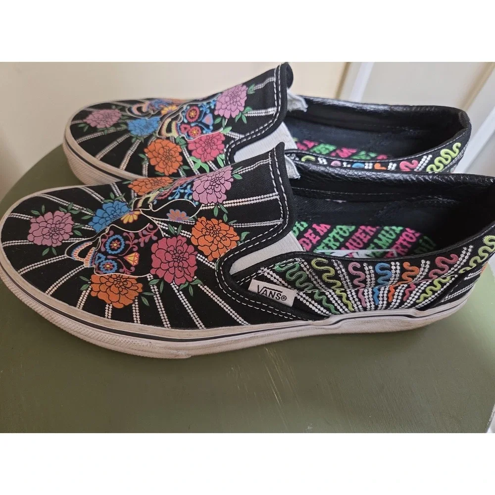 Vans Classic Slip On Dia De Los Muertos Black Glow in the Dark US M 5.5 W 7.0‎
